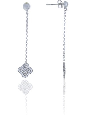 Midyat Nurtaş Gümüş Yonca Tasarım Sık Zirkon Taşlı Gümüş Kadın Küpe 201025109