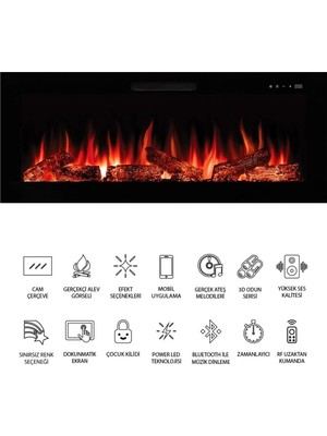 Özgürce 100CM Renkli Elektrikli Şömine, Sınırsız Renk Seçeneği, Şık ve Modern Tasarım