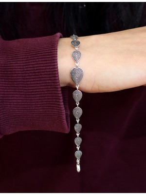 Midyat Nurtaş Gümüş Damla Model Hasır Motifli Gümüş Kadın Bileklik 201025254