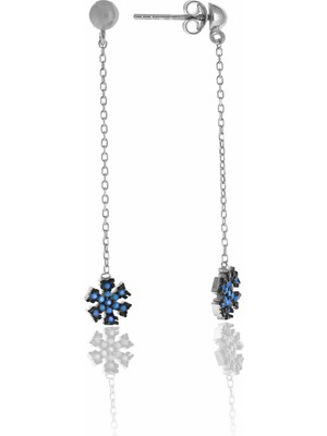 Midyat Nurtaş Gümüş Kar Tanesi Tasarım Firuze Taşlı Gümüş Kadın Küpe 201025069