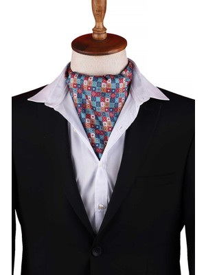 Kravatkolik Çok Renkli Mozaik Motif Desen Erkek Fular Ascot K673
