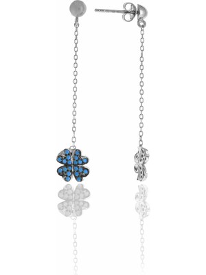 Midyat Nurtaş Gümüş Yonca Tasarım Firuze Taşlı Gümüş Kadın Küpe 201025106