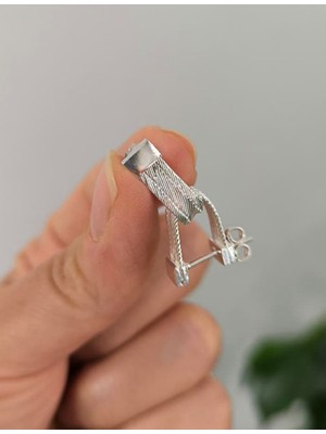 Midyat Nurtaş Gümüş 3 Sıralı Küçük Boy 925 Ayar Gümüş Trabzon Hasırı Kadın Küpe 201025259