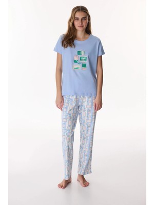 Penti Mavi Sardines Pantolon Pijama Takımı
