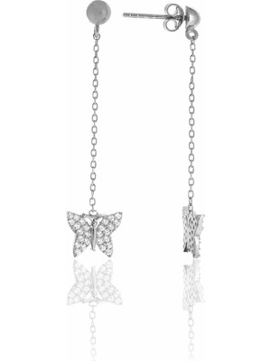 Midyat Nurtaş Gümüş Kelebek Model Zirkon Taşlı Gümüş Kadın Küpe 201024997