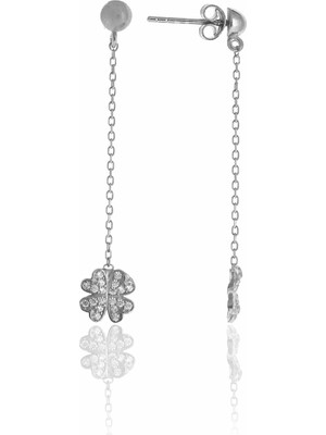 Midyat Nurtaş Gümüş Yonca Tasarım Zirkon Taşlı Gümüş Kadın Küpe 201025108