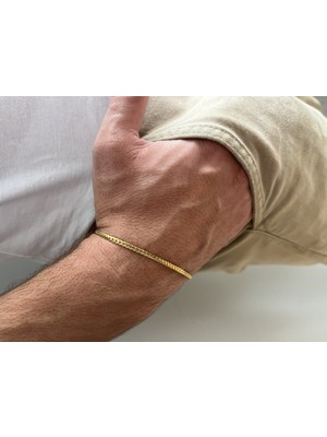 Fynbos Premium Unisex Zincir Bileklik – Altın Renk Paslanmaz Çelik Erkek Bileklik