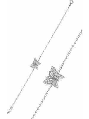 Midyat Nurtaş Gümüş Kelebek Model Zirkon Taşlı Gümüş Kadın Bileklik 201024996