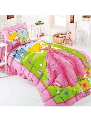 Kristal Tek Kişilik Ranforce Uyku Seti Ece Pamuk Desenli 160 x 220 cm Renkli Yorgan ve Yastık Kılıfı