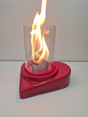 Özgürce Kalpli Beton Masaüstü Şömine, 1 Lt Yakıt ile Şıklık ve Atmosfer Hediye