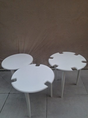 Bengi Ankara Mobilya Zigon Dümen Sehpa 90607 Yuvarlak Model Kayın Torna Parlak Beyaz Boya El Yapım