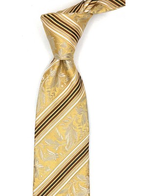 Kravatkolik Saleccia Style Sarı Italyan Ipek Kravat İK2175