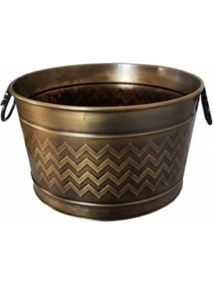 Özgürce Antik Eskitme Şömine Odun Kovası, 43 Cm, Şık ve Doğal Görünüm