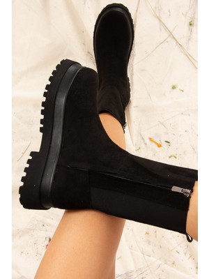 Fox Shoes Siyah Süet Kadın Bot J267063102