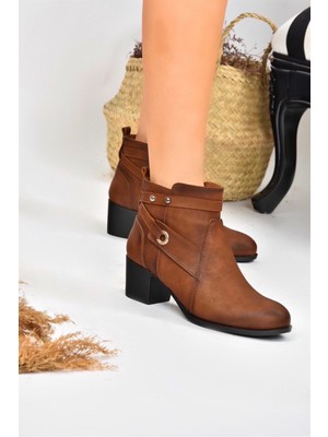 Fox Shoes Taba Kalın Topuklu Kadın Bot L674155009