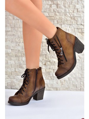Fox Shoes Vizon Kalın Topuklu Kadın Bot C674150209