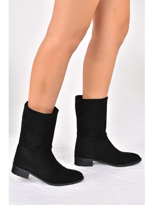 Fox Shoes Siyah Süet Düz Taban Günlük Kadın Bot L726597702