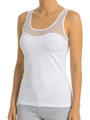 Öts Kadın Atlet Kalın Askılı Tüllü (%96 Pamuk - %4 Elastan)