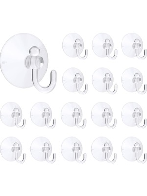 Hype Store 16’lı Şeffaf Kancalı Küçük Vantuz Seti – Güçlü Yapışkanlı Duvar Askısı, Su Geçirmez ve Çivisiz Monta