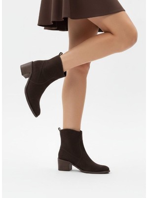 Fox Shoes T654043802 Kahverengi Hakiki Süet Deri Kadın Bot