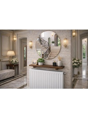 Pinoxi 80CM Masif Ahşap Petek Üstü Dekoratif Dresuar Raf Duvar Rafı 80 cm Ceviz Rengi