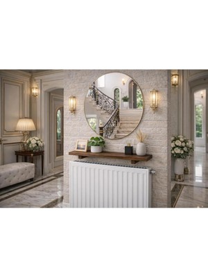 Pinoxi 120CM Masif Ahşap Petek Üstü Dekoratif Dresuar Raf Duvar Rafı 120 cm Ceviz Rengi