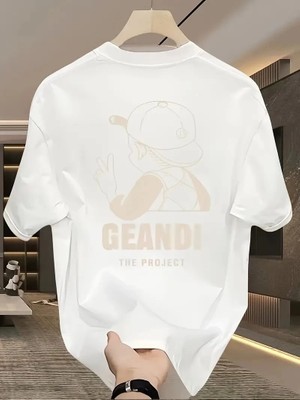 Glam Love Geniş Kesim Pamuklu Tişört - "gandhı The Project" Baskılı,- Beyaz -