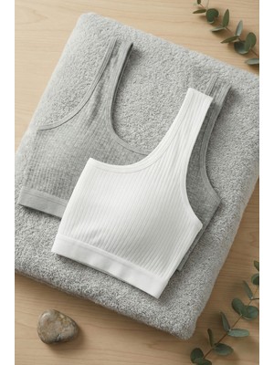 Underwear Bodyway 2'li Paket Fitilli Bralet Büstiyer Esnek Sütyen Günlük Spor Crop Top