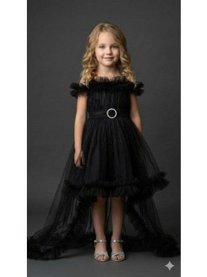 Ay Yılmaz Kız Çocuk Kuyruklu Model Abiye Elbise Fiyonklu Gipeli