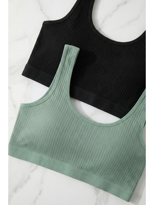 Underwear Bodyway 2'li Paket Fitilli Bralet Büstiyer Esnek Sütyen Günlük Spor Crop Top