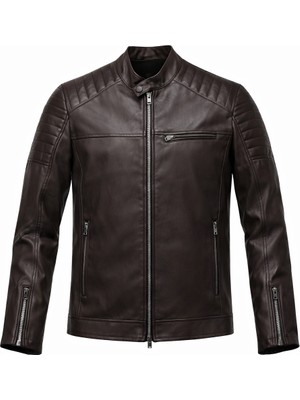 Mero Life Erkek Kahvererengi Dar Kesim Yeni Sezon Deri Ceket Mont