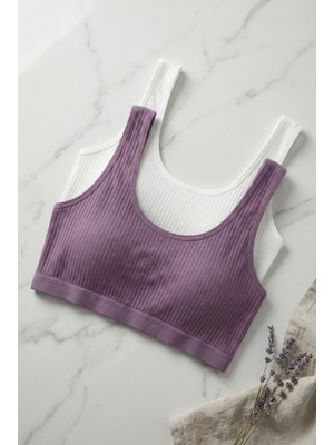 Underwear Bodyway 2'li Paket Fitilli Bralet Büstiyer Esnek Sütyen Günlük Spor Crop Top