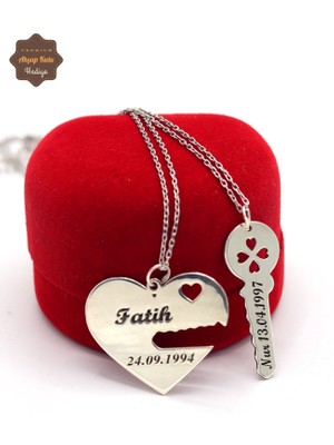 Midyat Nurtaş Gümüş Kalp ve Anahtar Model Gümüş Sevgili Kolyesi 201025195