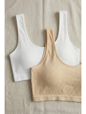 Underwear Bodyway 2'li Paket Fitilli Bralet Büstiyer Esnek Sütyen Günlük Spor Crop Top