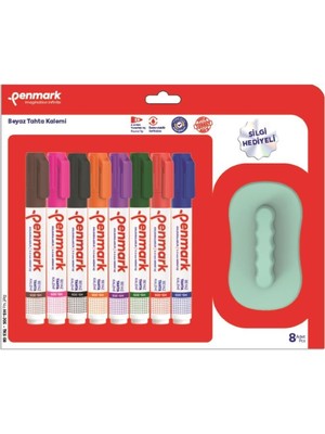 Penmark Beyaz Tahta Kalemi 8 Li Vakumlu Blister Paket + Silgi HS305TKS08