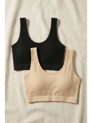 Underwear Bodyway 2'li Paket Fitilli Bralet Büstiyer Esnek Sütyen Günlük Spor Crop Top