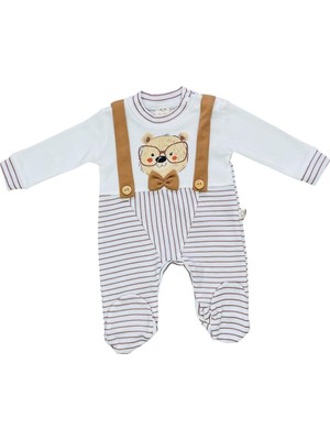 Balgüneş Sevimli Ayıcık Askılı Çıtçıtlı Bebek Tulum