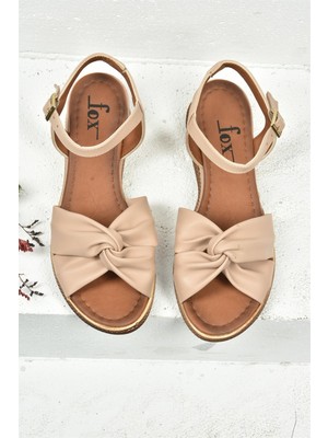 Fox Shoes Ten/Taba Dolgu Topuklu Kadın Sandalet K674300409