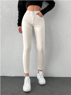 Kadın Yüksek Bel Skinny Power Likra Dar Paça Jean