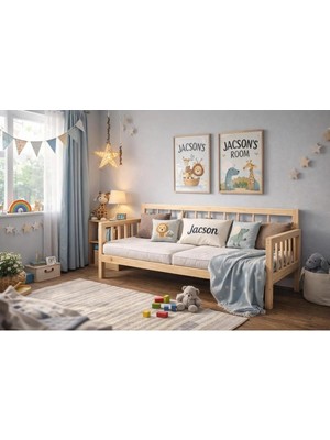 Pinoxi Ahşap Rustik Sedir Kanepe 60X120 cm (Iç Ölçü) Mindersiz Doğal Natürel Masif Ahşap