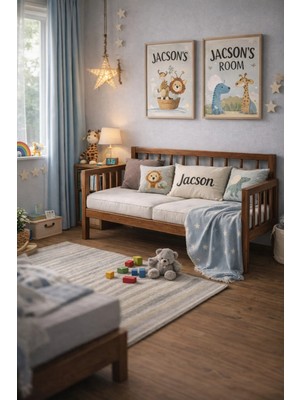 Pinoxi Ahşap Rustik Sedir Kanepe 60CMX120 cm (Iç Ölçü) Mindersiz Doğal Masif Ahşap Ceviz Rengi