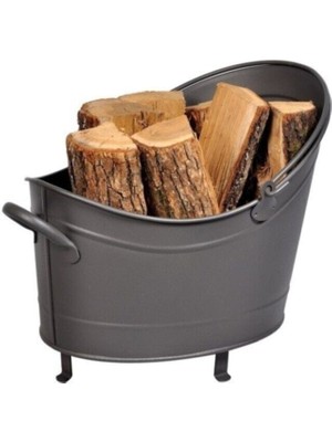 Özgürce Antrasit Mat Şömine Odun Kovası 38CM, Şık ve Kullanışlı Tasarım