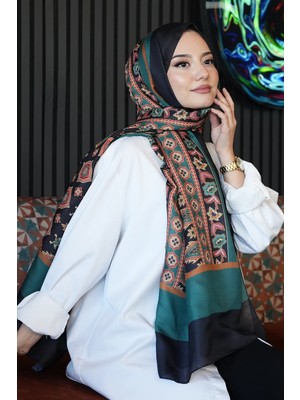 Afvente Çiçek Desen Yeşil Soft Pamuk Şal - Çok Renkli 41
