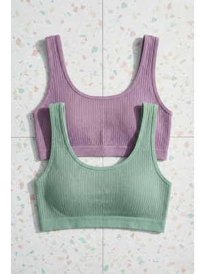 Underwear Bodyway 2'li Paket Fitilli Bralet Büstiyer Esnek Sütyen Günlük Spor Crop Top