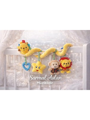 Sozzy Eğitsel Sarmal Aslanım Bebek Oyuncağı – Çıngıraklı, Dişlikli, Müzikli Puset & Beşik Oyuncağı