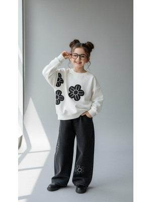 Miviko Kız Çocuk Takımı  Bayramlık  Süper Kalite  Mevsimlik  Alt  Üst Set  Yumuşak  Kotlu   Pantolunlu Bel  Lastikli