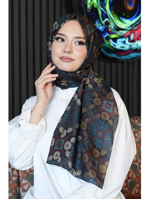 Afvente Çiçek Desen Koyu Yeşil Soft Pamuk Şal