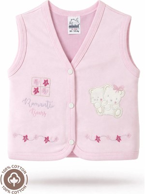 Unisex Bebek Ikiz Nakışlı %100 Organik Pamuklu Penye Bebek Yelek