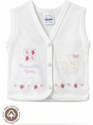 Unisex Bebek Ikiz Nakışlı %100 Organik Pamuklu Penye Bebek Yelek