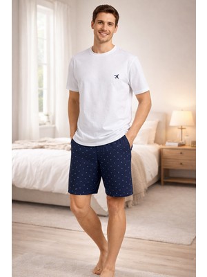 Koza İç Giyim Erkek Pamuklu Baskılı Cepli Şortlu Pijama Takımı